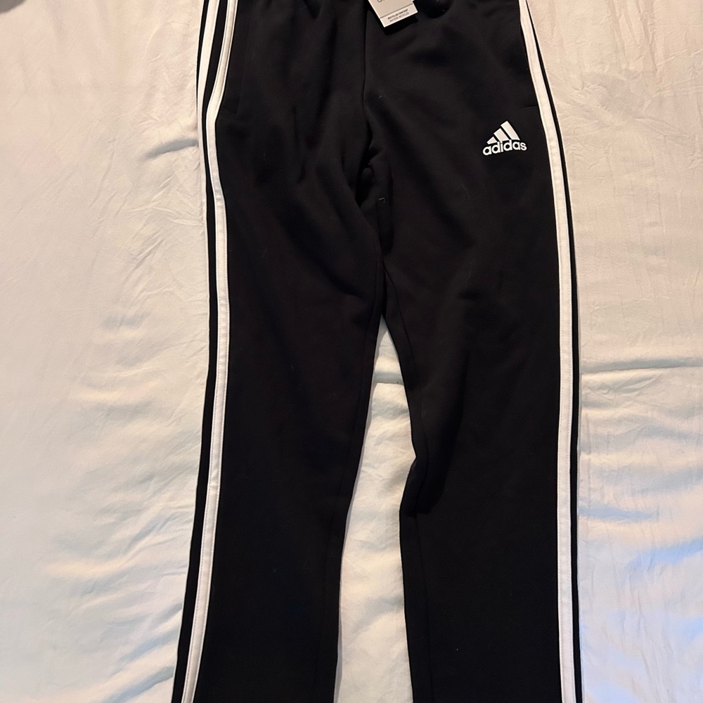 adidas Black Joggers with White Side Stripes - Kids
